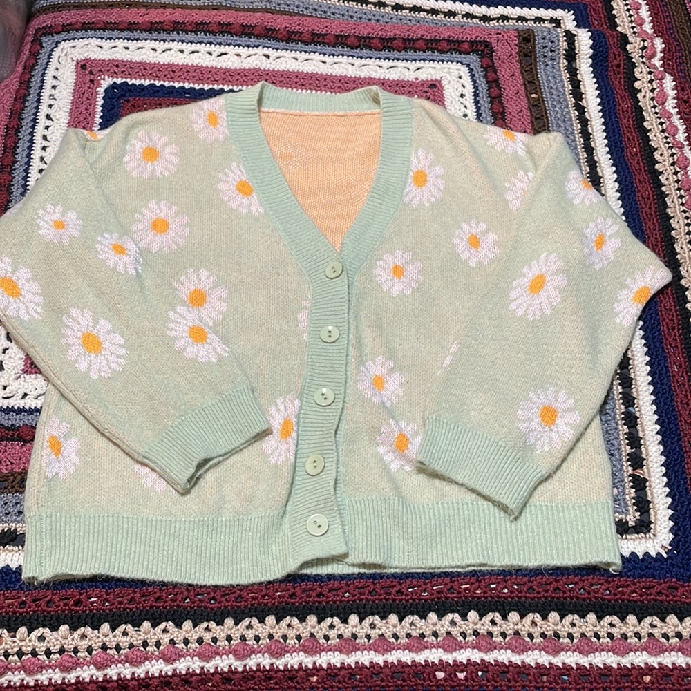 Green Flower Cardigan - One Size